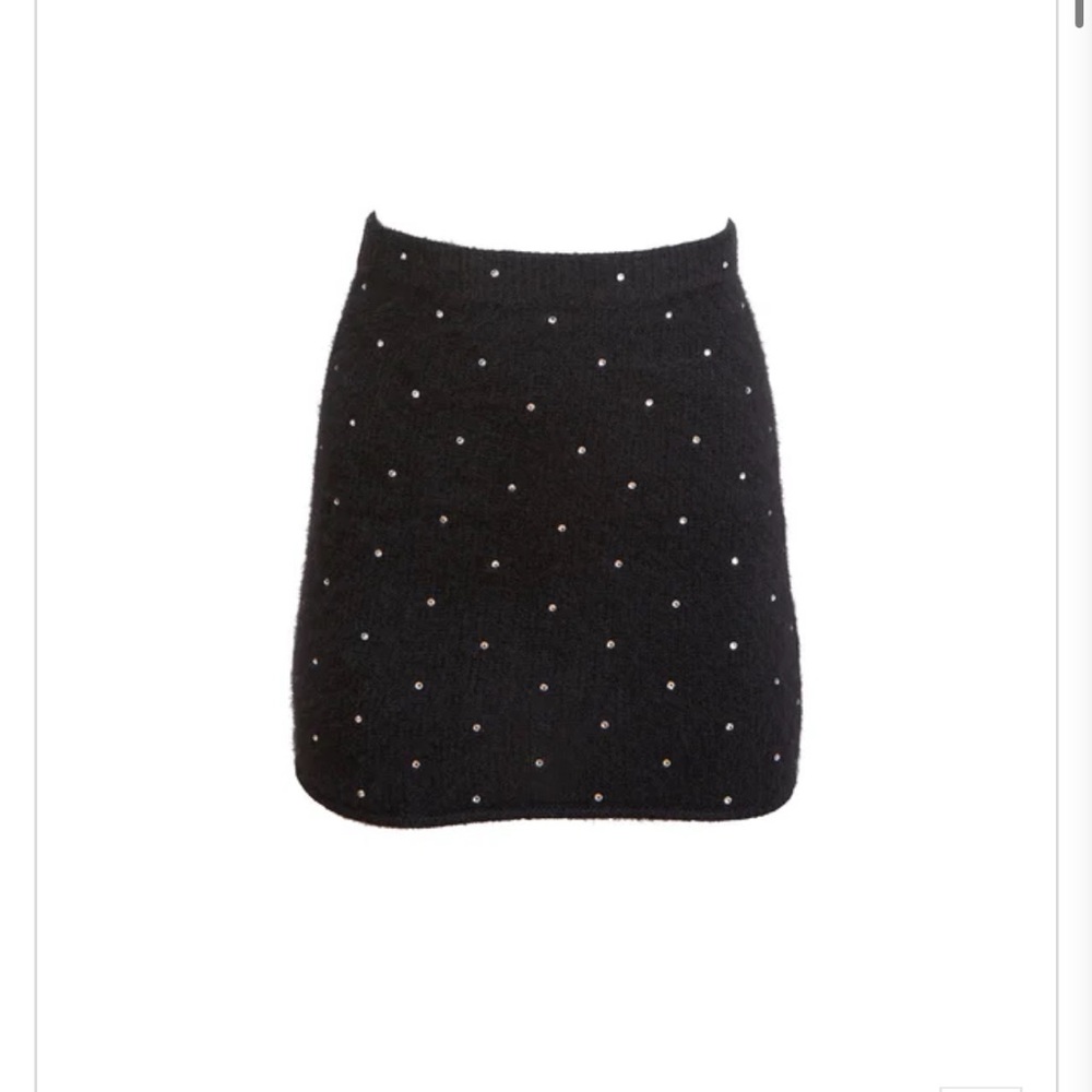 Fleur Du Mal Cashmere Rhinestone Mini Skirt
